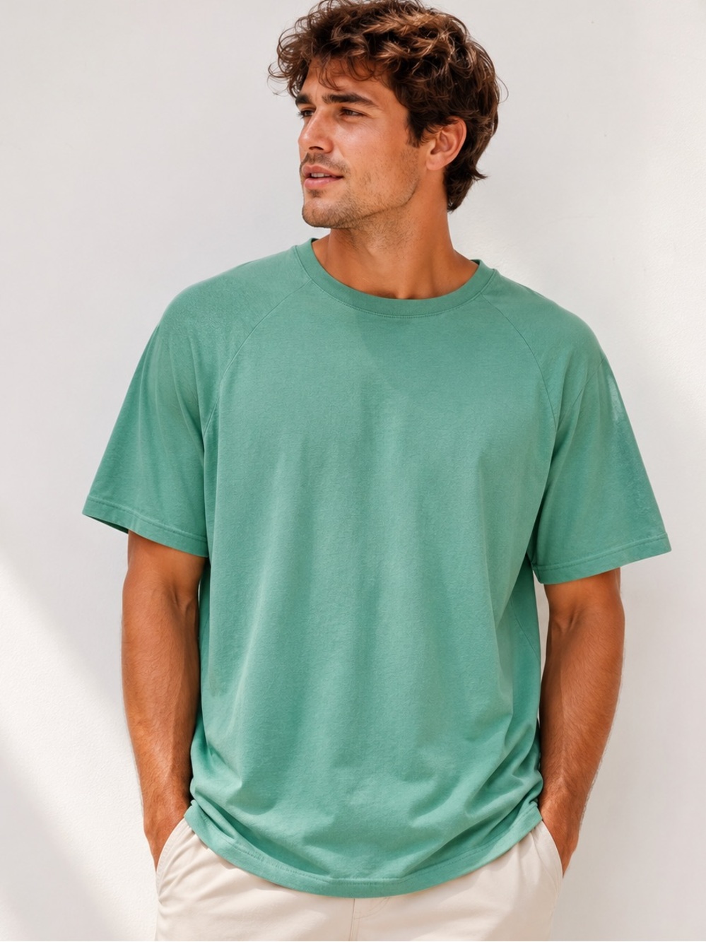BoohooMAN Men’s Sea Green Oversized T-Shirt Medium